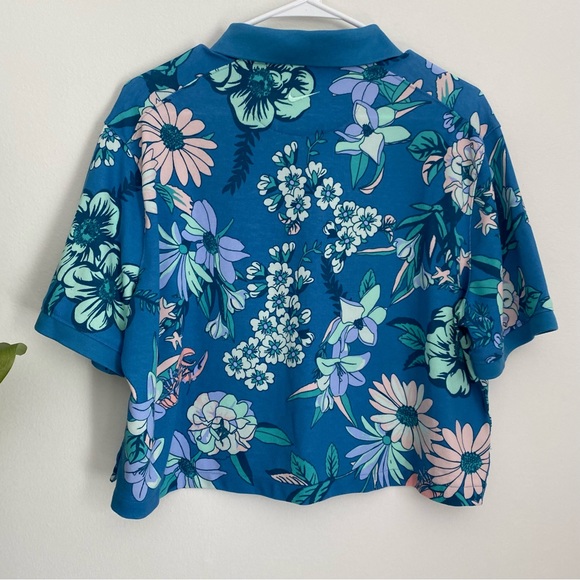 Nike Women's Golf Polo Shirt Crop Top Blue Floral - Picture 5 of 8